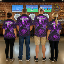 Load image into Gallery viewer, Black And Purple Dartboard Roses And Dragon Darts Polo &amp; 1/4 Zip Custom Women's Darts Team Jersey TDM5803
