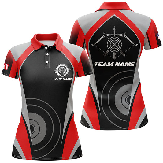 Personalized Red Archery Jerseys Polo Shirts For Women Best Custom Archery Uniform For Team TDM1324