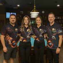 Load image into Gallery viewer, Custom Fire 8 Ball &amp; 9 Ball Pool Eagle Billiard Shirt For Women, Billiard Team Jersey Polo &amp; 1/4 Zip TDM6409