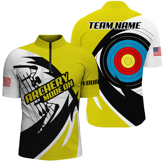 Personalized Yellow Archery Jerseys Men Polo & Quarter-Zip Shirts Custom Archery Bow Shirts TDM1687