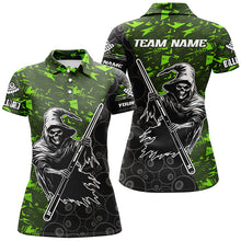 Load image into Gallery viewer, Personalized Green Abstract Grim Reaper Women Billiard Shirts, Halloween  Billiard Jerseys TDM2606