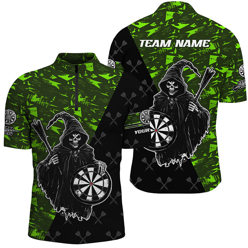 Personalized Green Abstract Grim Reaper Men Darts Shirts, Funny Halloween  Darts Jerseys TDM2607