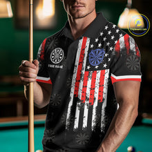 Load image into Gallery viewer, Personalized American Flag Dart Polo &amp; Quarter Zip Shirt For Men Custom Patriotic Dart Jerseys TDM3083