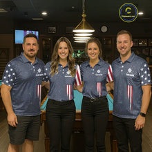Load image into Gallery viewer, Grunge Navy American Flag 9 Ball Billiard Shirt For Women Custom Patriotic Billiard Shirt Pool Jersey TDM5578