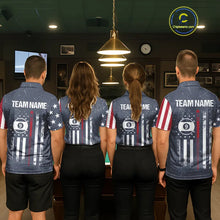 Load image into Gallery viewer, Grunge Navy American Flag 9 Ball Billiard Shirt For Women Custom Patriotic Billiard Shirt Pool Jersey TDM5578