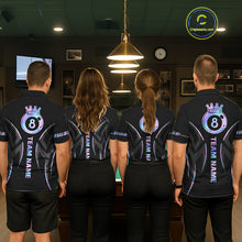 Load image into Gallery viewer, Custom Holographic 8 Ball Crown Billiard Shirts For Women, Pool Team Jersey Polo &amp; 1/4 Zip |Black TDM6191