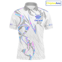 Load image into Gallery viewer, Custom Holographic 8 Ball Crown Billiard Shirts For Men, Pool Team Jersey Polo &amp; 1/4 Zip |White TDM6195
