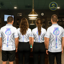 Load image into Gallery viewer, Custom Holographic 8 Ball Crown Billiard Shirts For Women, Pool Team Jersey Polo &amp; 1/4 Zip |White TDM6195