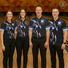 Load image into Gallery viewer, Custom Holographic Crown Bowling Ball Polo &amp; Quarter Zip Shirt For Women, Bowling Team Jersey |Black TDM6196