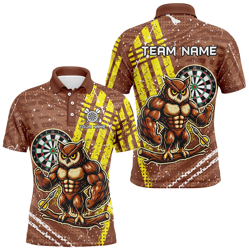 Personalized Funny Owl Darts Shirts For Men Custom Brown Darts Jerseys, Unique Darts Apparel TDM1918