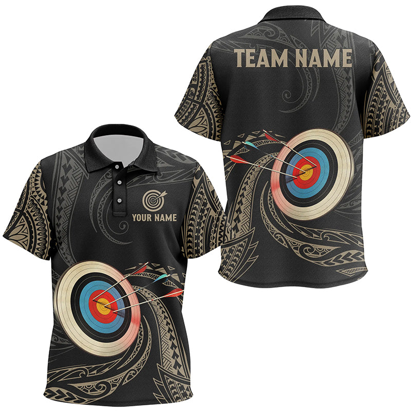 Personalized Golden Tribal Archery Polo Shirts For Kid Custom Archery Team Uniform Shirts TDM0643