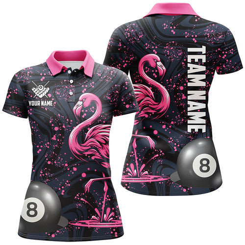 Pink Grunge Flamingo 8 Ball Pool Billiard Shirts For Women Custom Unique Billiard Jerseys Apparel TDM2117