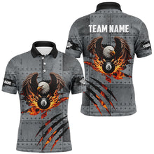 Load image into Gallery viewer, Personalized Eagle 8 Ball Fire Billiard Polo, 1/4 Zip Shirts For Men, 8 Ball Pool Billiard Jerseys TDM2376