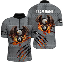 Load image into Gallery viewer, Personalized Eagle 8 Ball Fire Billiard Polo, 1/4 Zip Shirts For Men, 8 Ball Pool Billiard Jerseys TDM2376