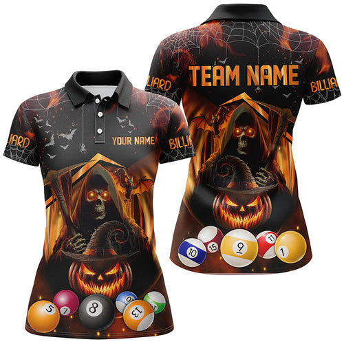 Halloween Grim Reaper Custom Billiard Balls Jerseys For Women, Funny Halloween Billiard Shirts Gift TDM2378