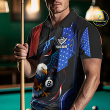 Load image into Gallery viewer, American Flag Eagle 8 Ball Billiard Polo &amp; 1/4 Zip For Men Custom Billiard Jersey, Pool Team Shirt TDM5112