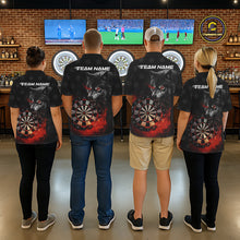 Load image into Gallery viewer, Black And Red Flaming Wolf Darts Polo &amp; Quarter Zip For Women Custom Darts Team Jersey TDM5830