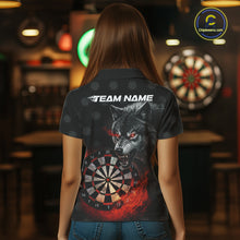 Load image into Gallery viewer, Black And Red Flaming Wolf Darts Polo &amp; Quarter Zip For Women Custom Darts Team Jersey TDM5830