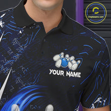 Load image into Gallery viewer, Personalized Skull Bowling Jersey For Men Custom Bowling Team Shirt Polo &amp; Quarter Zip | Blue TDM6206