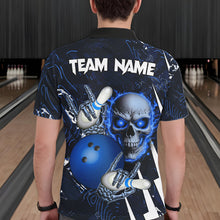 Load image into Gallery viewer, Personalized Skull Bowling Jersey For Men Custom Bowling Team Shirt Polo &amp; Quarter Zip | Blue TDM6206