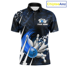 Load image into Gallery viewer, Personalized Skull Bowling Jersey For Men Custom Bowling Team Shirt Polo &amp; Quarter Zip | Blue TDM6206