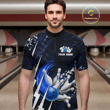 Load image into Gallery viewer, Personalized Skull Bowling Jersey For Men Custom Bowling Team Shirt Polo &amp; Quarter Zip | Blue TDM6206