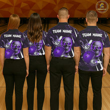 Load image into Gallery viewer, Personalized Skull Bowling Jersey For Women Custom Bowling Team Shirt Polo &amp; Quarter Zip | Purple TDM6207