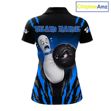 Load image into Gallery viewer, Funny Bowling Ball Custom Black And Blue Bowling Shirt For Women, Bowling Team Jersey Polo &amp; 1/4 Zip TDM6211