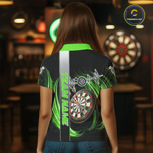 Load image into Gallery viewer, Personalized Green Swirl Heartbeat Darts Shirt For Women Custom Darts Jersey Team Polo &amp; 1/4 Zip TDM6214