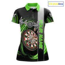 Load image into Gallery viewer, Personalized Green Swirl Heartbeat Darts Shirt For Women Custom Darts Jersey Team Polo &amp; 1/4 Zip TDM6214