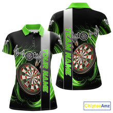 Load image into Gallery viewer, Personalized Green Swirl Heartbeat Darts Shirt For Women Custom Darts Jersey Team Polo &amp; 1/4 Zip TDM6214
