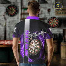 Load image into Gallery viewer, Personalized Purple Swirl Heartbeat Darts Shirt For Men Custom Darts Jersey Team Polo &amp; 1/4 Zip TDM6215