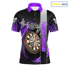 Load image into Gallery viewer, Personalized Purple Swirl Heartbeat Darts Shirt For Men Custom Darts Jersey Team Polo &amp; 1/4 Zip TDM6215