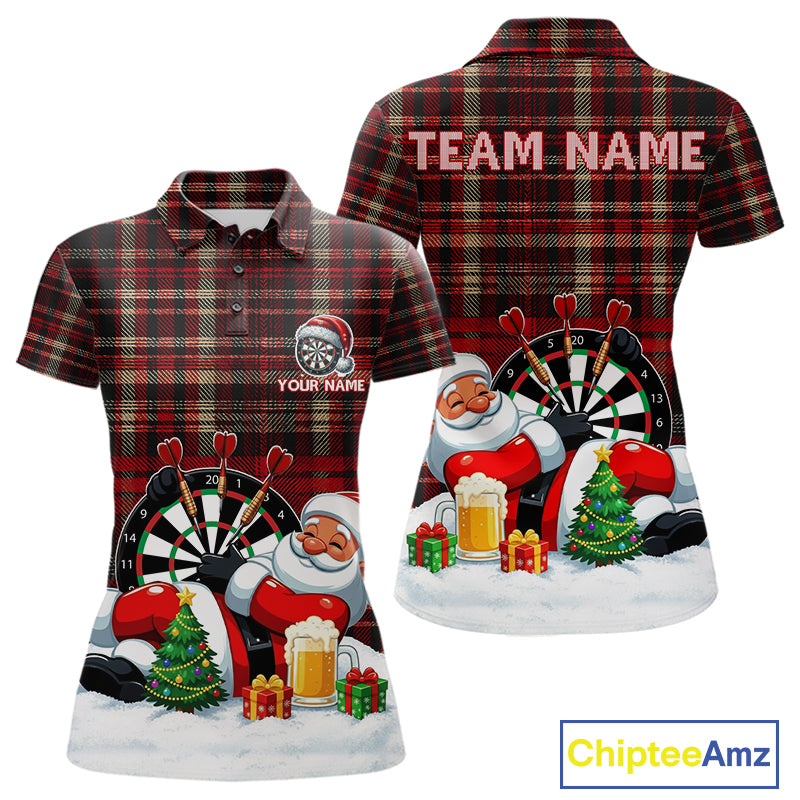 Funny Christmas Santa Womens Dart Shirts Custom Xmas Dart Jersey, Gifts For Dart Players TDM5130