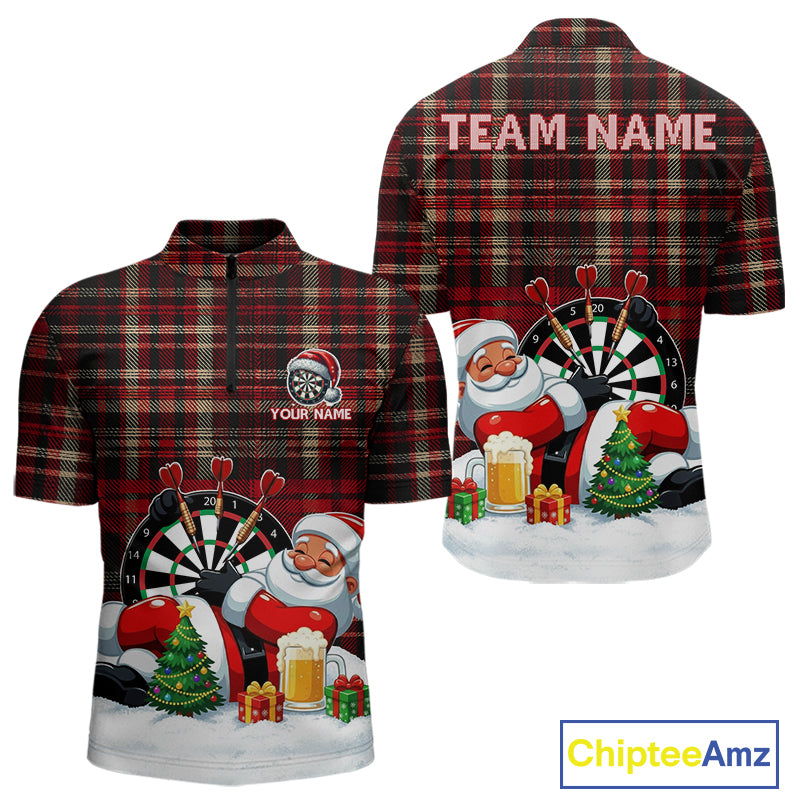 Funny Christmas Santa Mens Dart Shirts Custom Xmas Dart Jersey, Gifts For Dart Players TDM5130