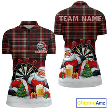 Load image into Gallery viewer, Funny Christmas Santa Womens Dart Shirts Custom Xmas Dart Jersey, Gifts For Dart Players TDM5130