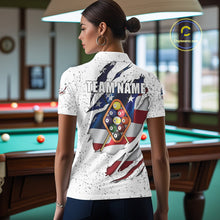 Load image into Gallery viewer, 9 Ball Pool US Flag White Grunge Custom Women&#39;s Billiard Shirt, Patriotic Billiard Team Jersey TDM5138