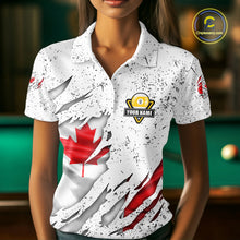 Load image into Gallery viewer, 9 Ball Pool Canada Flag White Grunge Custom Women&#39;s Billiard Shirt, Patriotic Pool Team Shirts TDM5139