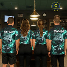 Load image into Gallery viewer, Turquoise 8 Ball Pool Wolf Lightning Billiard Shirt For Men Custom Billiard Jersey Polo &amp; 1/4 Zip TDM5615
