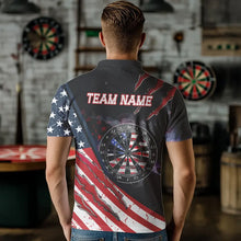 Load image into Gallery viewer, American Flag Smoke Dart Shirts For Men Custom Darts Jersey Pocket Option TDM3518