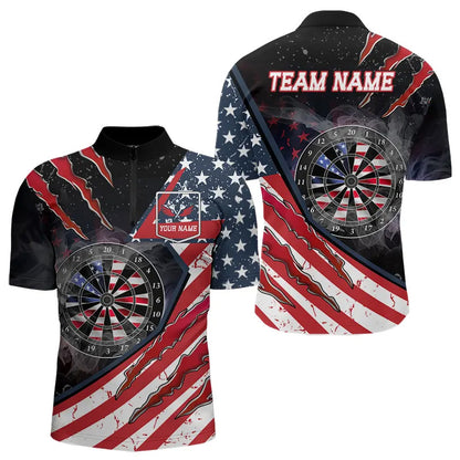 American Flag Smoke Dart Shirts For Men Custom Darts Jersey Pocket Option TDM3518