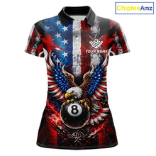 Load image into Gallery viewer, Vintage American Flag Eagle 8 Ball Billiard Shirt For Women Custom Pool Team Jersey Polo &amp; 1/4 Zip TDM5991