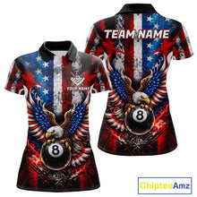 Load image into Gallery viewer, Vintage American Flag Eagle 8 Ball Billiard Shirt For Women Custom Pool Team Jersey Polo &amp; 1/4 Zip TDM5991