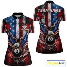 Load image into Gallery viewer, Vintage American Flag Eagle 8 Ball Billiard Shirt For Women Custom Pool Team Jersey Polo &amp; 1/4 Zip TDM5991