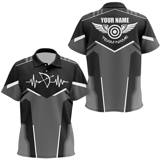 Personalized Funny Archery Heartbeat Polo Shirts For Kid Custom Name Archery Jersey | White TDM1346