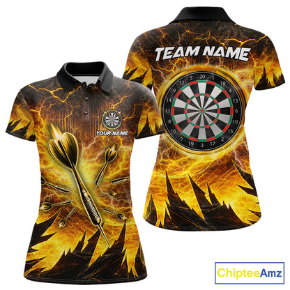 Personalized Yellow Darts Polo & 1/4 Zip For Women Custom Thunder Lightning Darts Team Jersey TDM6216
