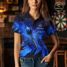 Load image into Gallery viewer, Personalized Blue Darts Polo &amp; 1/4 Zip For Women Custom Thunder Lightning Darts Team Jersey TDM6217