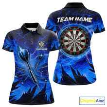 Load image into Gallery viewer, Personalized Blue Darts Polo &amp; 1/4 Zip For Women Custom Thunder Lightning Darts Team Jersey TDM6217