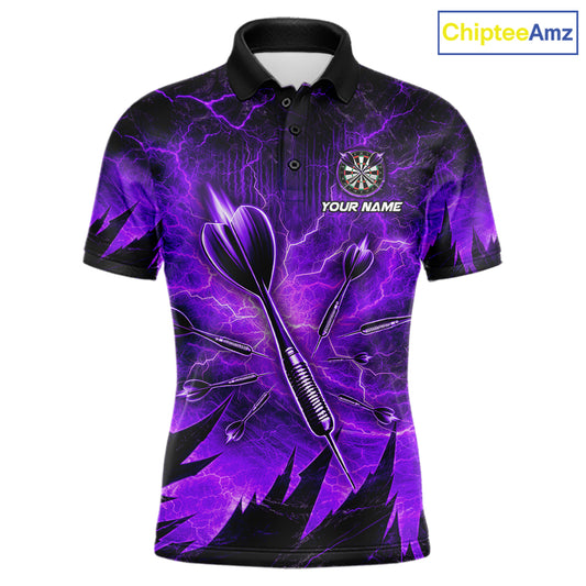 Personalized Purple Darts Polo & 1/4 Zip For Men Custom Thunder Lightning Darts Team Jersey TDM6218