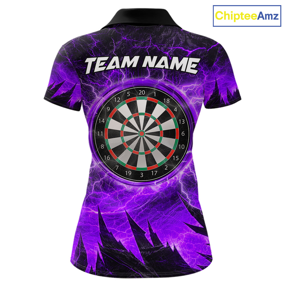 Personalized Purple Darts Polo & 1/4 Zip For Women Custom Thunder Lightning Darts Team Jersey TDM6218